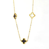 Dual-Tone Clover Necklace with Beaded Border